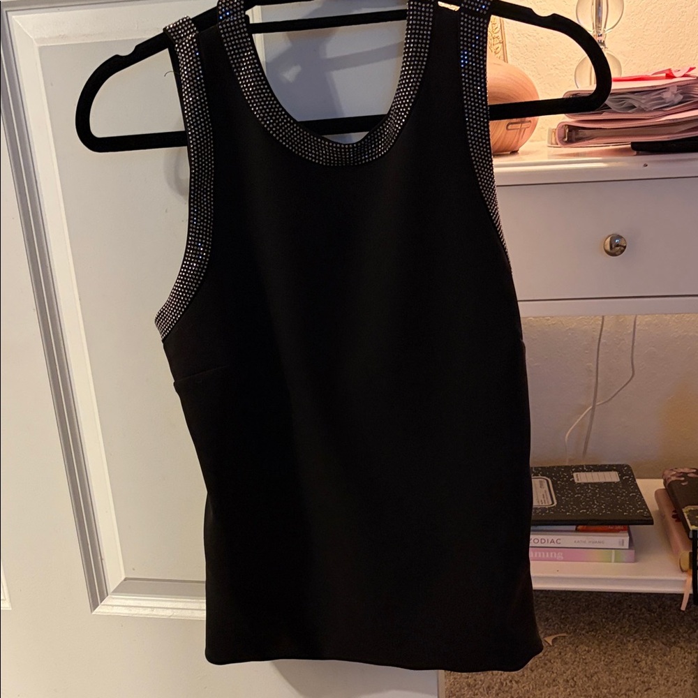 Zara Black Tank Top with Silver Accents